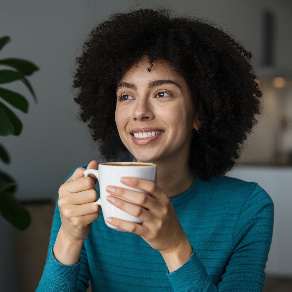 Person enjoying coffee
